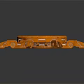 Orange Circular Mechanical Structure With Metal Support Legs And Industrial Gear Design