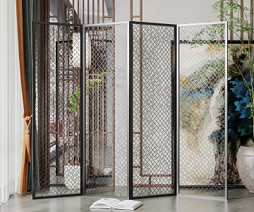 New Chinese Style Screen Partition Screen Partition 3d model