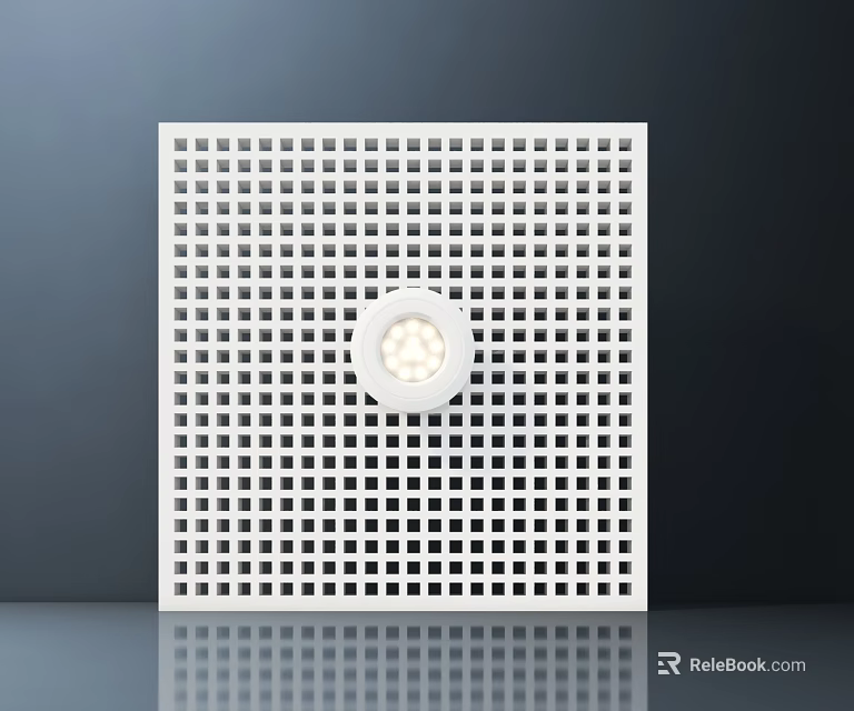 Modern White Air Conditioner Vent With Grid Design And Circular Center Element 3d model 