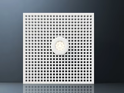 Modern White Air Conditioner Vent With Grid Design And Circular Center Element 3d model