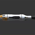 Futuristic White and Yellow Weapon with Red Front Tip and Silver Tail Streamlined Design
