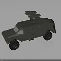Armored Military Vehicle Featuring Top Mounted Missile Launcher Gray Sturdy Exterior