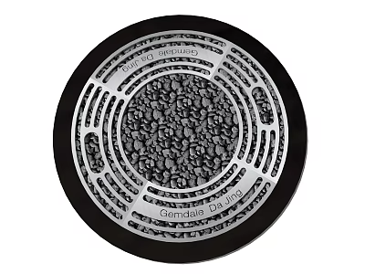 Stone And Wood Circular Manhole Cover With Textured Surface And Inscriptions 3d model