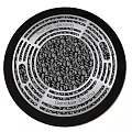 Stone And Wood Circular Manhole Cover With Textured Surface And Inscriptions