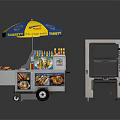 Colorful Mobile Food Cart With Umbrella Snack Display Vending Machine And Arcade Game