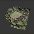 Wooden And Stone Landscape Model With Green Plants And Small Stones