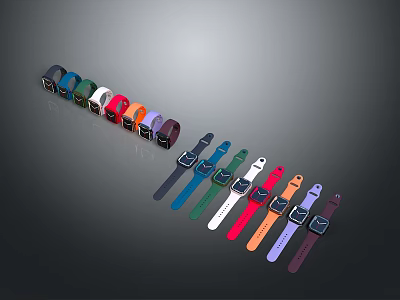 Colorful Smartwatch Bands In Multiple Colors Neatly Arranged As Daily Life Accessories 3d model