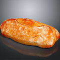 Fresh Artisan Bread With Golden Brown Crusty Surface Long Loaf Shiny On Dark Background