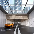 Modern Luxury Residential Underground Parking Lot With Glass Skylight Entrance For Smooth Vehicle Entry Experience