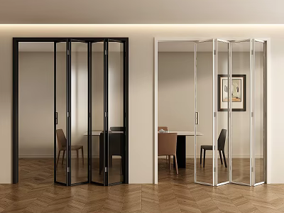 Modern Black And White Glass Folding Doors For Interior Space Divider 3d model