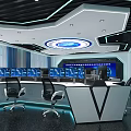 Modern Control Room With Multiple Screens Control Desk And Lighting Design 3d model
