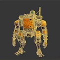 Futuristic Orange And Gray Robot With Mechanical Structure And Camera Antenna