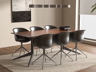 Modern Meeting Table and Chair Office Table and Chair Combination Desk Solid Wood Table Office Chair Projector Chandelier 3d model