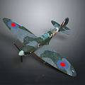 Vintage World War II Fighter Airplane With Military Camouflage Paint And Red Blue Wing Insignia