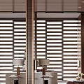Modern Clubhouse Interior Design With Wooden Blinds And Floor Lamps