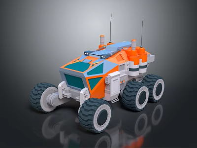 Electric Toy Vehicle With Big Wheels Orange White Design And Antennas For Kids 3d model