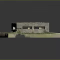 Concrete Military Bunker Model With Textured Roof Two Openings Grass And Display Base