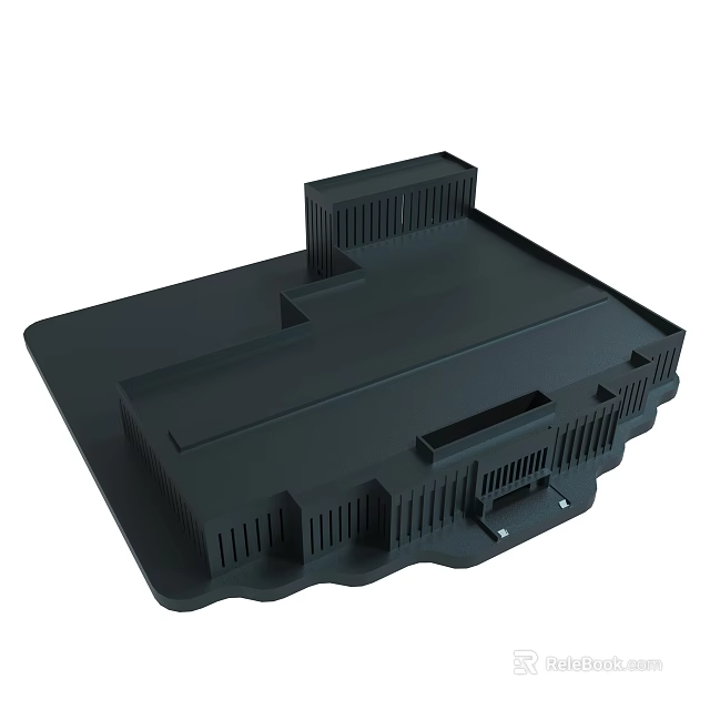 Black Electronic Device Case With Ventilated Structure And Functional Base Design 3d model 