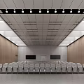Modern Spacious Conference Room Interior With Rows Of Chairs And Large Projection Screen