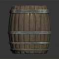 Vintage Wooden Barrel With Metal Hoops And Natural Wood Grain