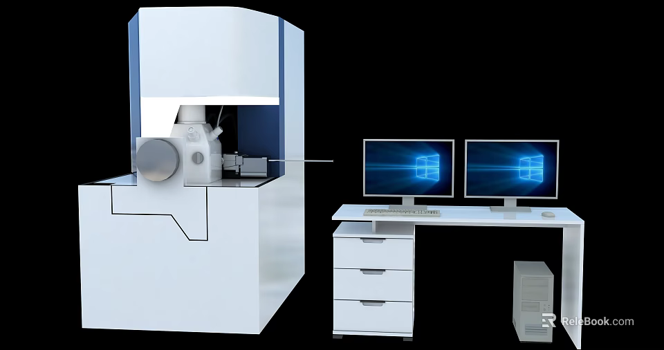 Advanced Medical Equipment With Dual Monitors And Computer Workstation Setup 3d model 