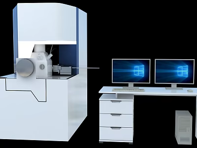 Advanced Medical Equipment With Dual Monitors And Computer Workstation Setup 3d model