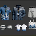 Blue White Daily Life Products With Polo Shirt Jacket Shorts Caps T Shirts Tote Bag