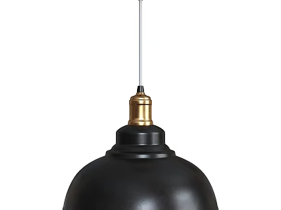 Modern Black Pendant Light with Gold Accent Top Metal Dome Shaped Design 3d model