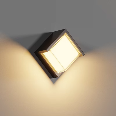 Square Modern Outdoor Wall Mounted Light Fixture With Warm Glow For Exterior 3d model