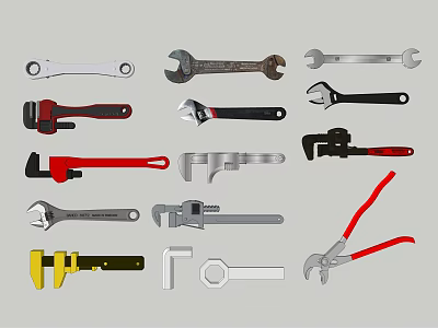 Comprehensive Hardware Tools Collection Featuring Adjustable Wrenches Pliers Pipe Wrenches And Combination Tools 3d model