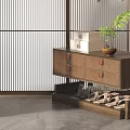Traditional Chinese Hanger Racks With Clothes Storage And Decorative Plants