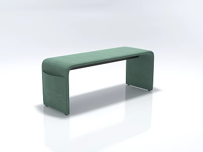 Green Velvet Upholstered Modern Bench With Curved Seat And Sleek Frame 3d model