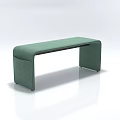 Green Velvet Upholstered Modern Bench With Curved Seat And Sleek Frame