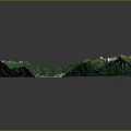 3D Terrain Model Featuring Green Mountains Blue Lake Rivers And White Snow Areas