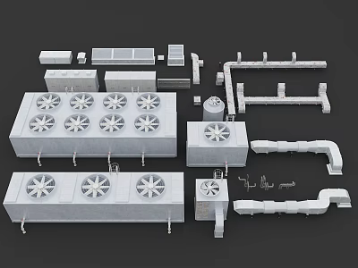 Various Air Conditioner Vents And HVAC System Components With Different Designs 3d model