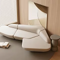 Modern Double Sofa Office Special-shaped Sofa Arc Double Sofa Round Carpet Decorative Painting Book 3d model