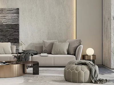 Modern Luxurious Living Room Interior With Sofa And Coffee Table Set 3d model