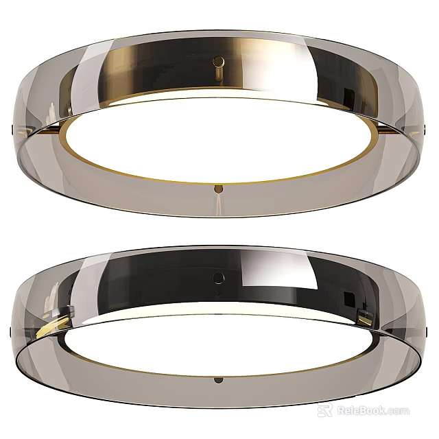 Modern Round Ceiling Light With Metal Frame And LED Lighting Black Gold Design 3d model 