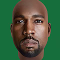 Bald Male Face With Beard And Mustache Against Green Background