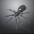 Mechanical Spider With Metallic Body Blue Glowing Accents And Sharp Legs