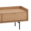 Modern Wooden Dresser With Rattan Front Drawers And Black Legs Design