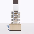 Modern Light Wood Display Shelf with Multiple Layers Storage Cabinets and Open Shelves 3d model
