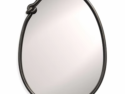 Oval Shaped Mirror With Black Metal Frame And Decorative Knot 3d model