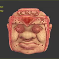 Fantasy Character Golden Helmet Featuring Creature Face Design And Red Gemstone