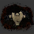 Tan Armored Smart Machine With Mechanical Arms And Tactical Weapons On Rocky Base