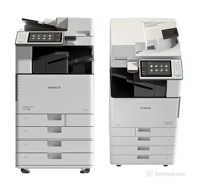 Canon Multifunction Office Copier Printer With Control Panel And Paper Drawers 3d model 