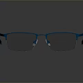 Stylish Half Rim Glasses With Blue Metal Frame And Clear Lenses