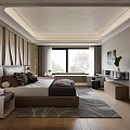 Modern Bedroom Interior Design With Large Bed Nightstands Cabinets Soft Rug And Wall Paneling