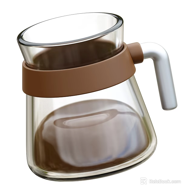 Stylish Glass Coffee Pot With Brown Band And White Handle For Brewing Fresh Coffee 3d model 