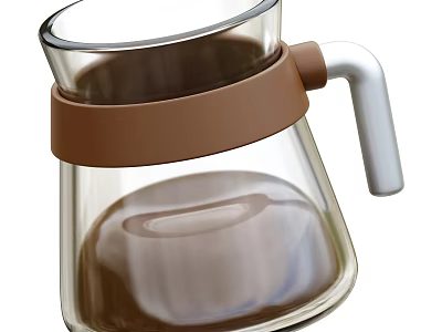 Stylish Glass Coffee Pot With Brown Band And White Handle For Brewing Fresh Coffee 3d model